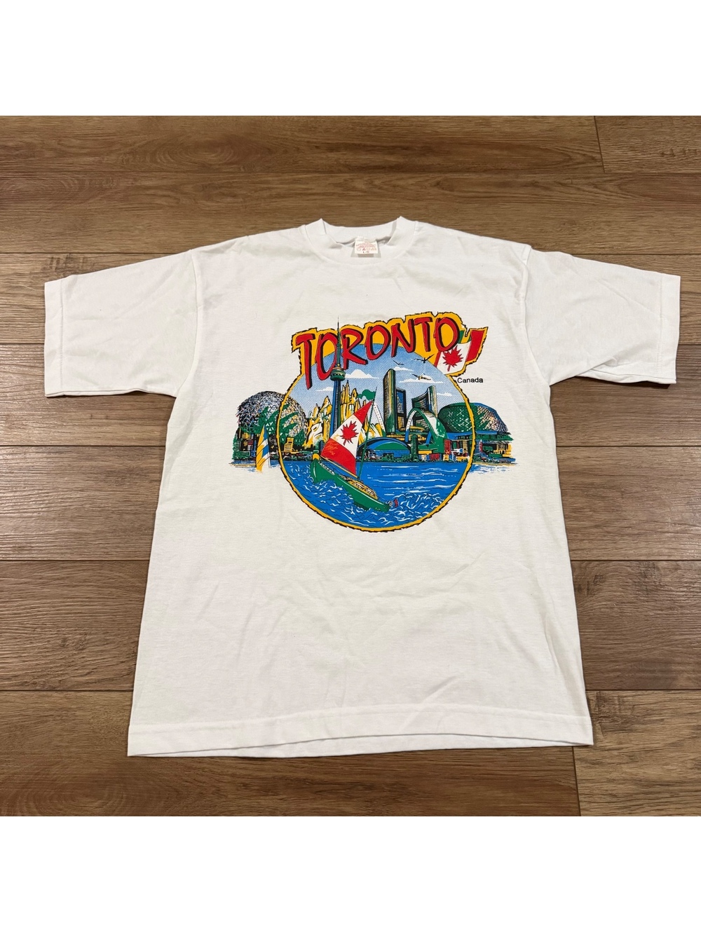 Vtg 90s Toronto Canada Skyline Tourist Shirt 50/50 Size S/M